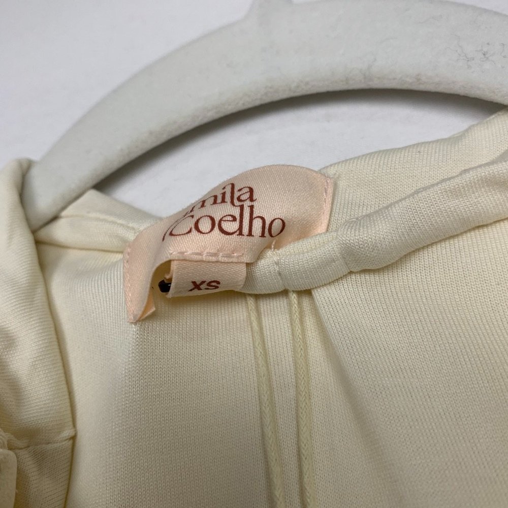 NWT Camila Coelho Ceilo Mini Long Sleeve Bodycon Dress Creme Ivory White XS - Picture 11 of 11